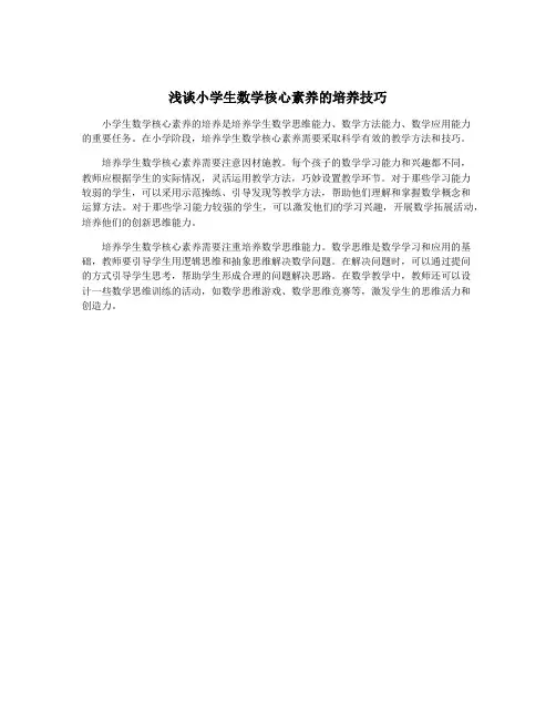 浅谈小学生数学核心素养的培养技巧