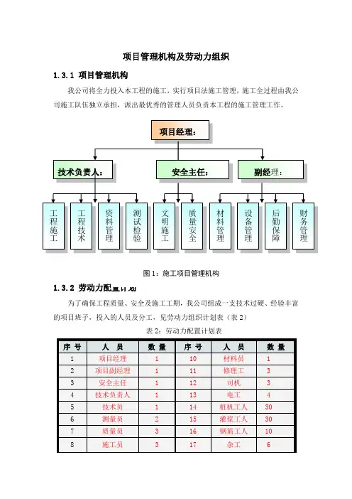 项目管理机构及劳动力组织