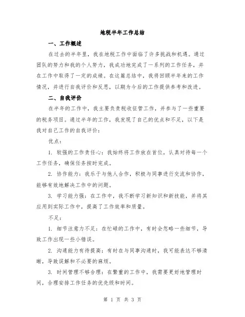 地税半年工作总结