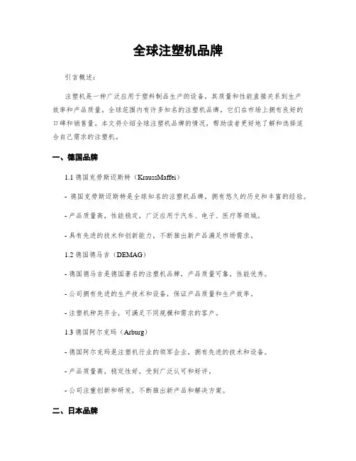 全球注塑机品牌