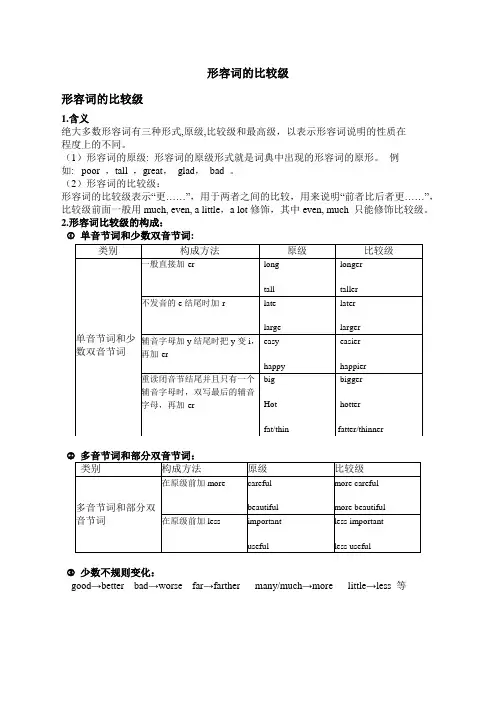 六年级下册英语专题讲解：形容词的比较级人教PEP版