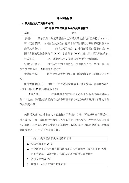 骨科诊断标准