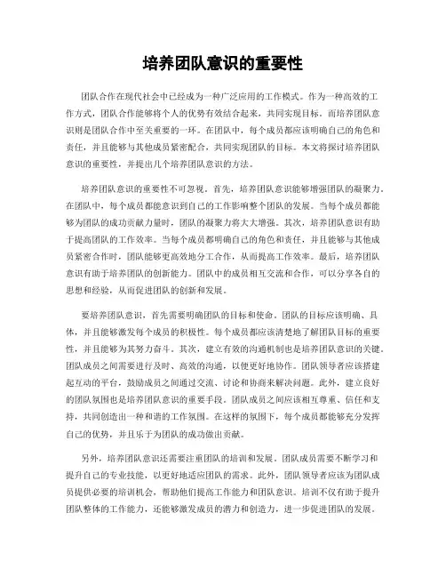 培养团队意识的重要性