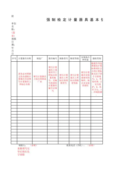强检计量器具信息表