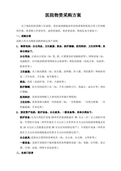 (完整版)医院物资采购方案(含附表)