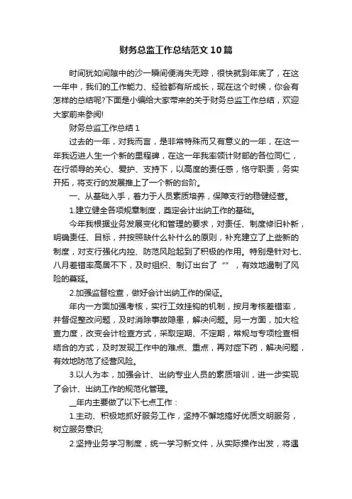 财务总监工作总结范文10篇