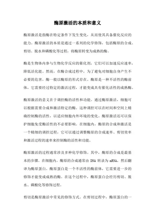 酶原激活的本质和意义