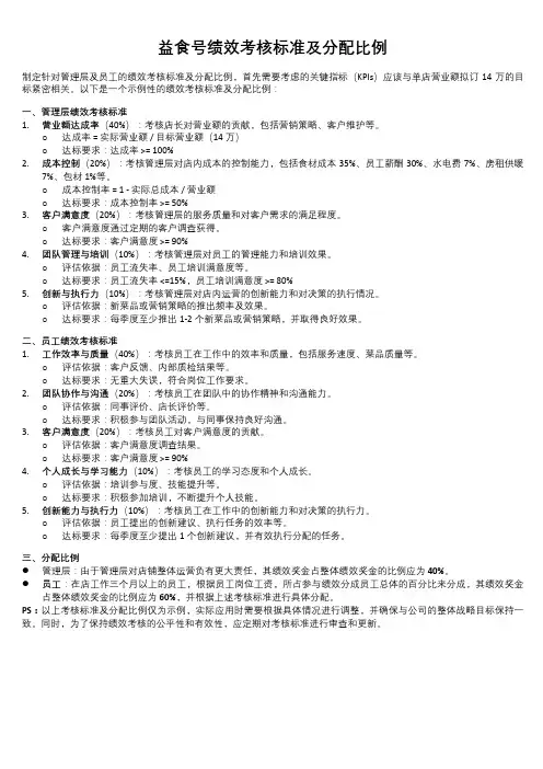 绩效考核及分配方案