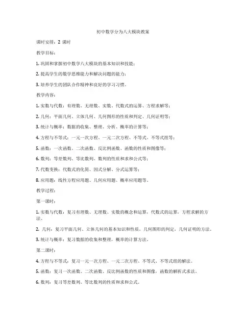 初中数学分为八大模块教案