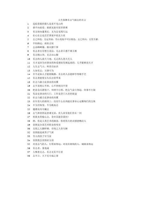 人生鼓励有志气励志的名言