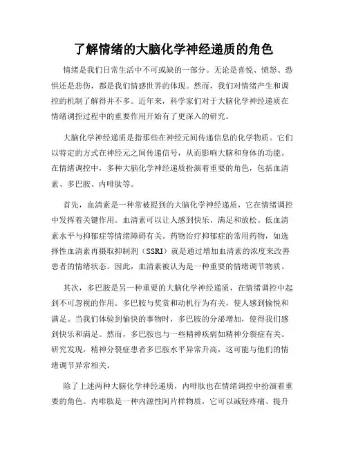 了解情绪的大脑化学神经递质的角色