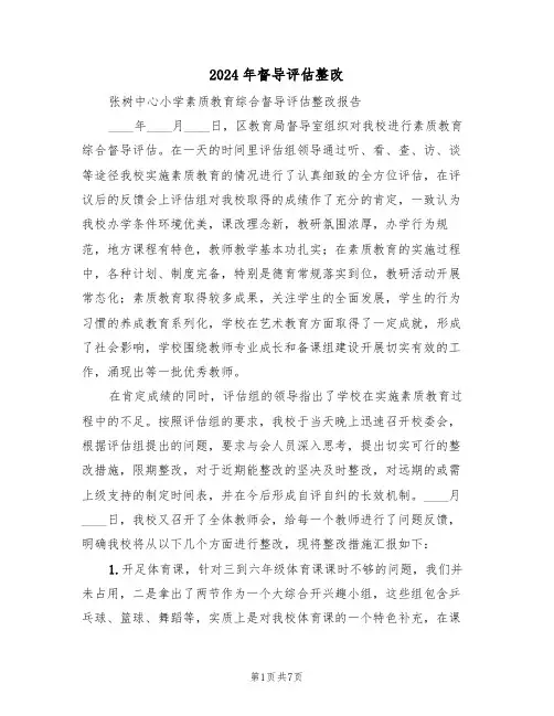 2024年督导评估整改(二篇)