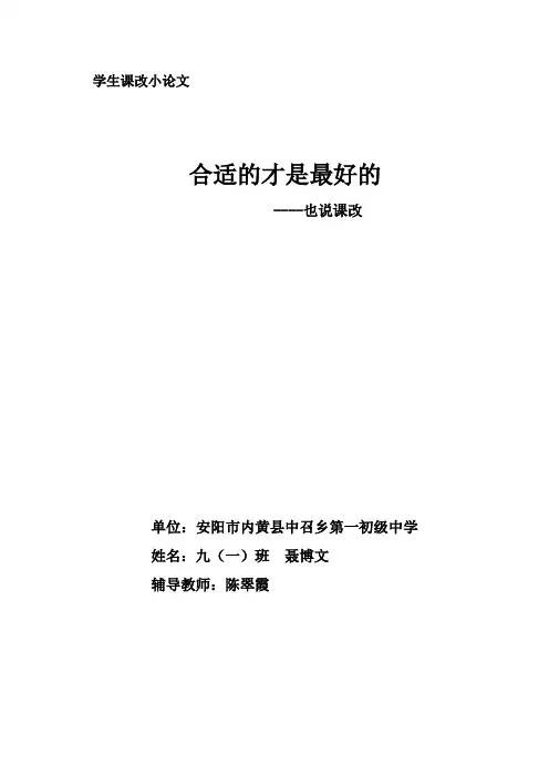 学生课改小论文