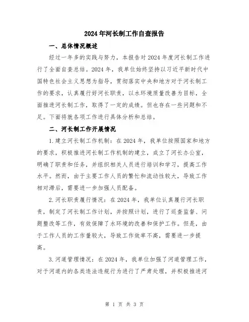 2024年河长制工作自查报告