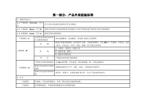 手机生产测试流程及检验标准