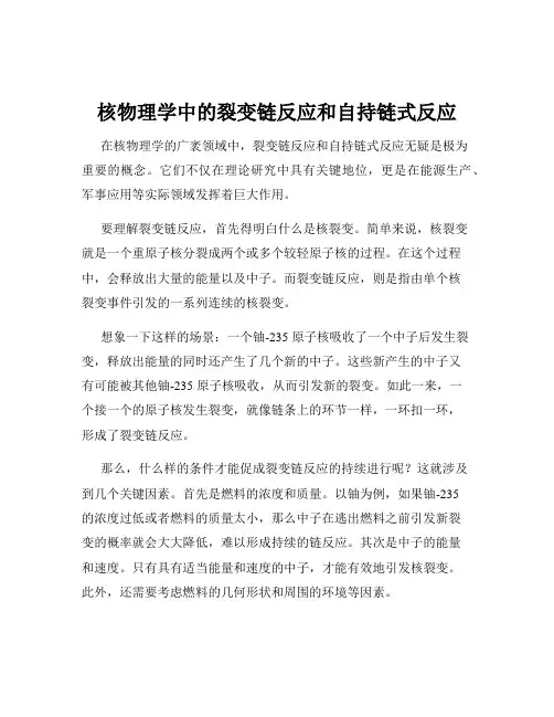 核物理学中的裂变链反应和自持链式反应