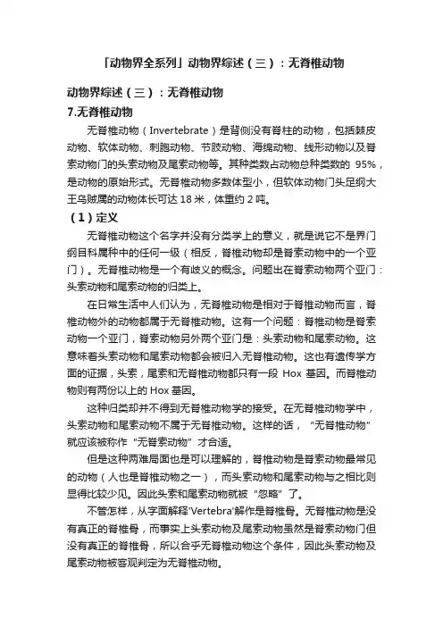 「动物界全系列」动物界综述（三）：无脊椎动物