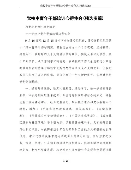 党校中青年干部培训心得体会范文(精选多篇)
