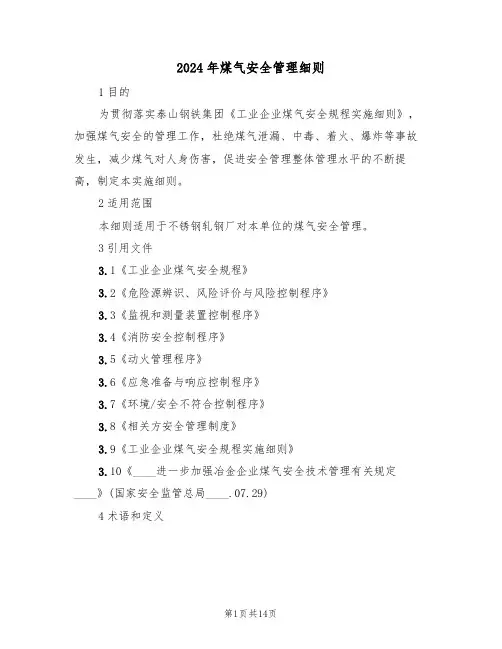 2024年煤气安全管理细则（三篇）