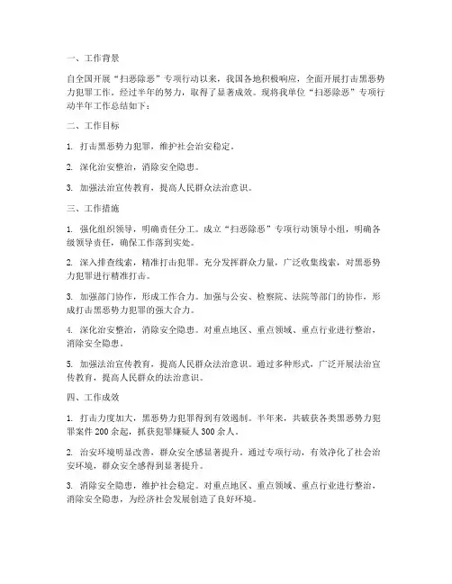 扫恶除恶半年工作总结