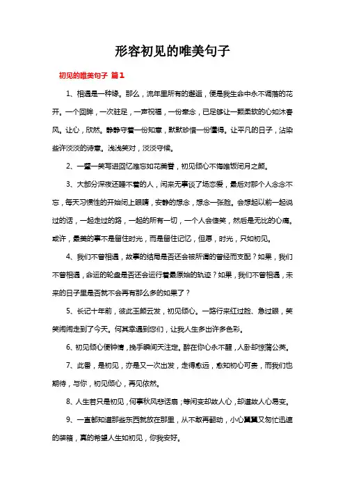 形容初见的唯美句子