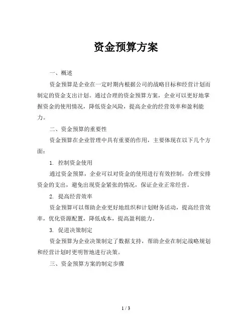 资金预算方案