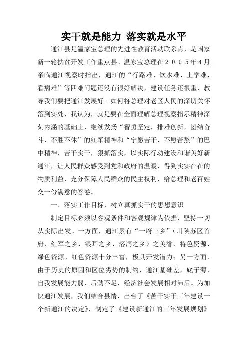 实干就是能力 落实就是水平
