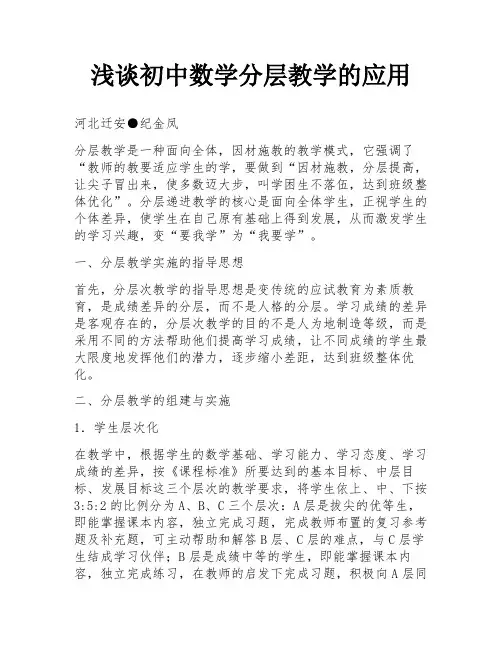浅谈初中数学分层教学的应用