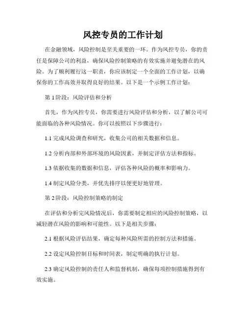 风控专员的工作计划