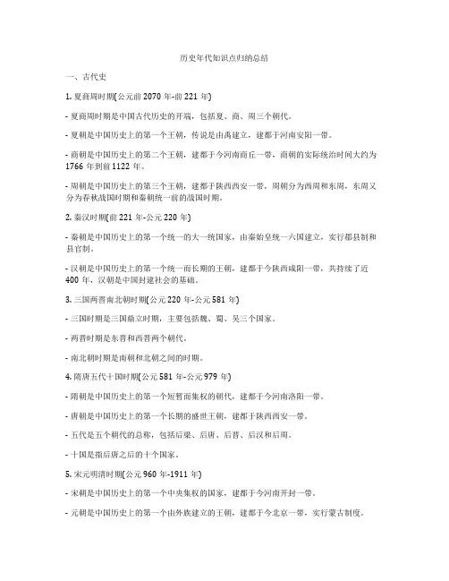 历史年代知识点归纳总结