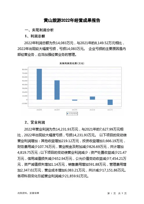 600054黄山旅游2022年经营成果报告