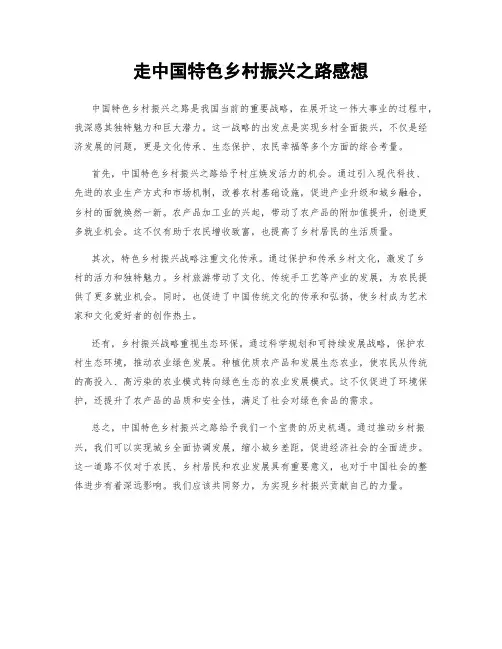 走中国特色乡村振兴之路感想