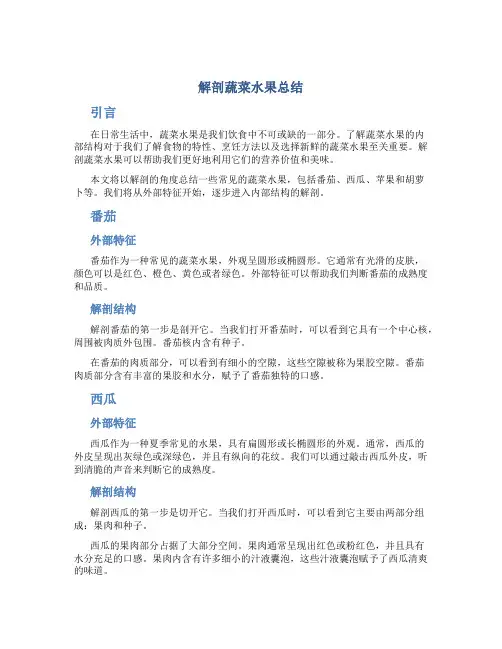 解剖蔬菜水果总结