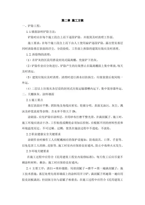 铲除、天棚抹灰、涂料墙面、室内管道P4