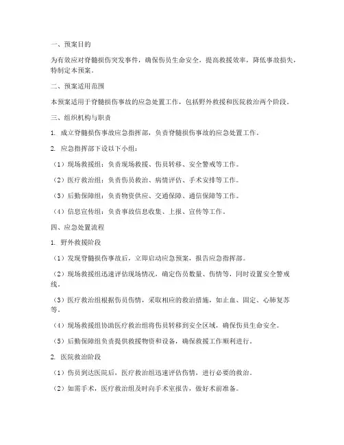 脊髓损伤应急处置预案模板