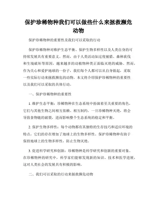 保护珍稀物种我们可以做些什么来拯救濒危动物
