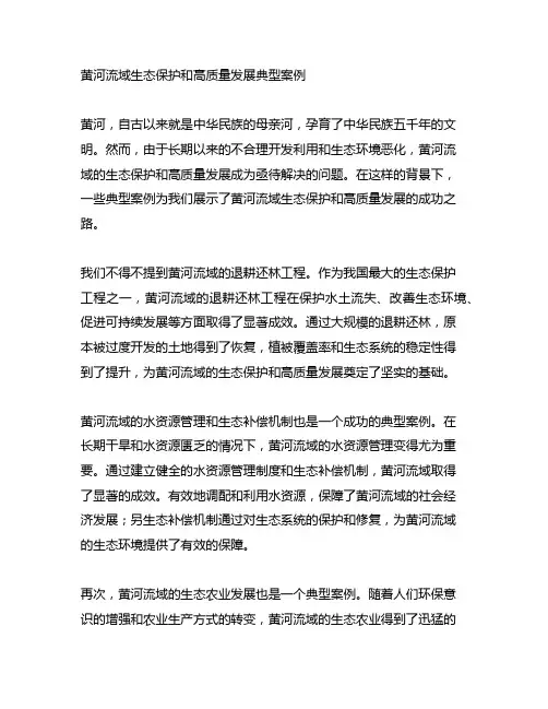 黄河流域生态保护和高质量发展典型案例