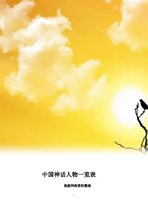 中国古代神话人物一览表