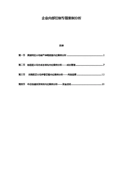 企业内部控制专题案例分析