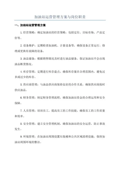加油站运营管理方案与岗位职责