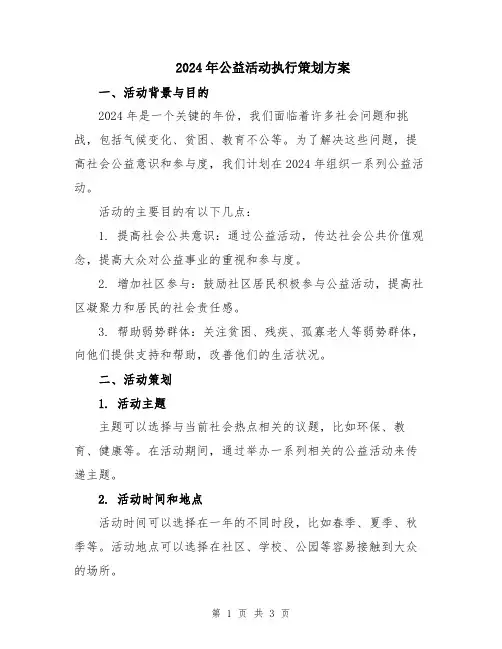 2024年公益活动执行策划方案