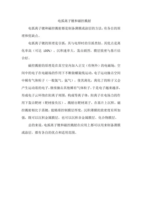 电弧离子镀和磁控溅射