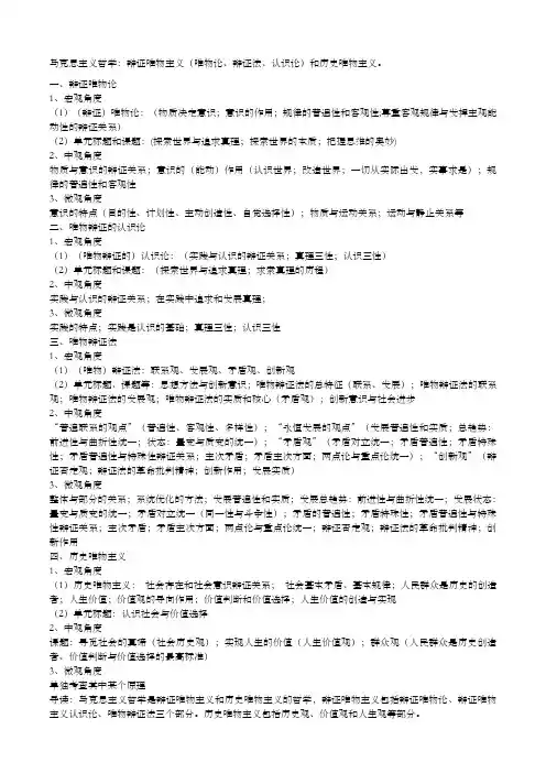 马克思主义哲学辩证唯物主义唯物论辩证法认识论和历史唯物主义