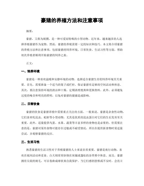 豪猪的养殖方法和注意事项