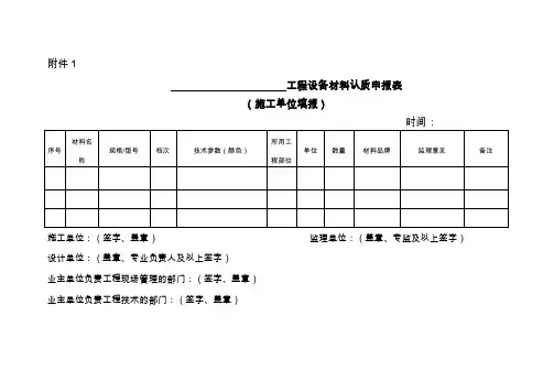 材料认质核价申报表