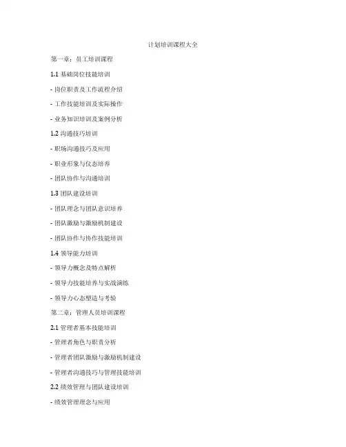 计划培训课程大全