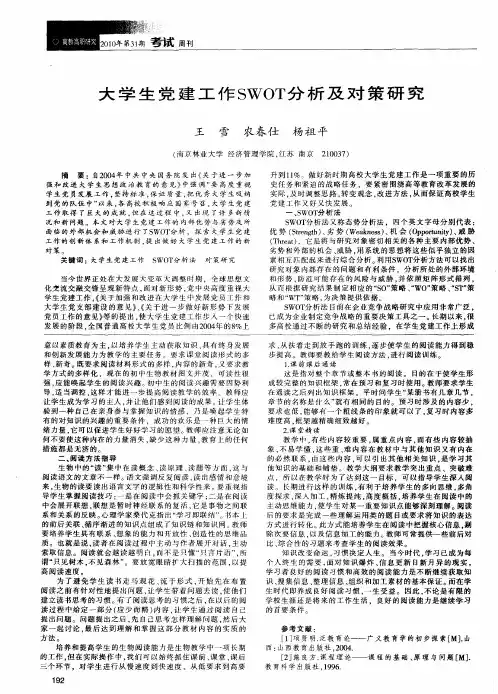 大学生党建工作SWOT分析及对策研究