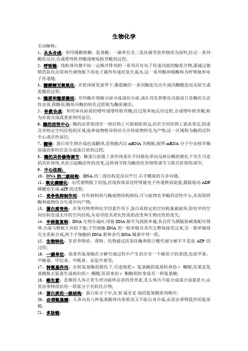 生物化学重点
