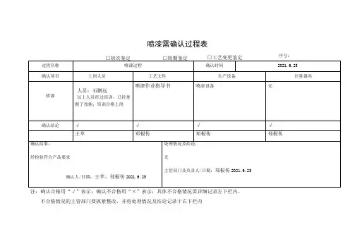 需确认过程记录-喷漆