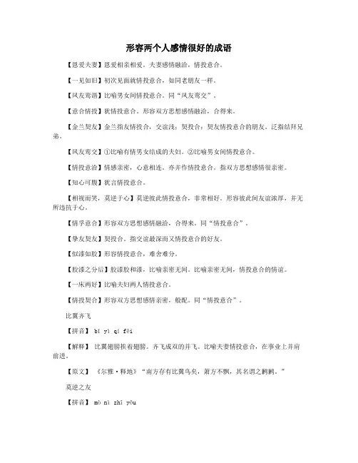 形容两个人感情很好的成语